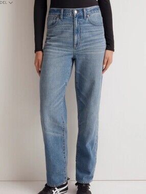 Madewell Baggy Straight  High Rise, Light Wash Jeans - Women 28 Tall Long